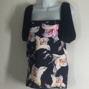 Blanc Black Floral Sleeveless Tank Top